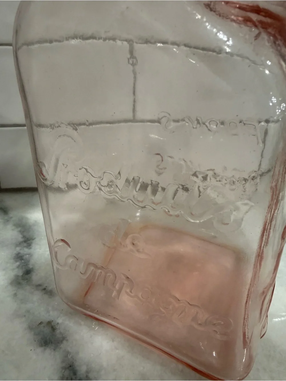 Pink Glass Italian Jar, Bale Wire Slanted Clamp Lid Jar